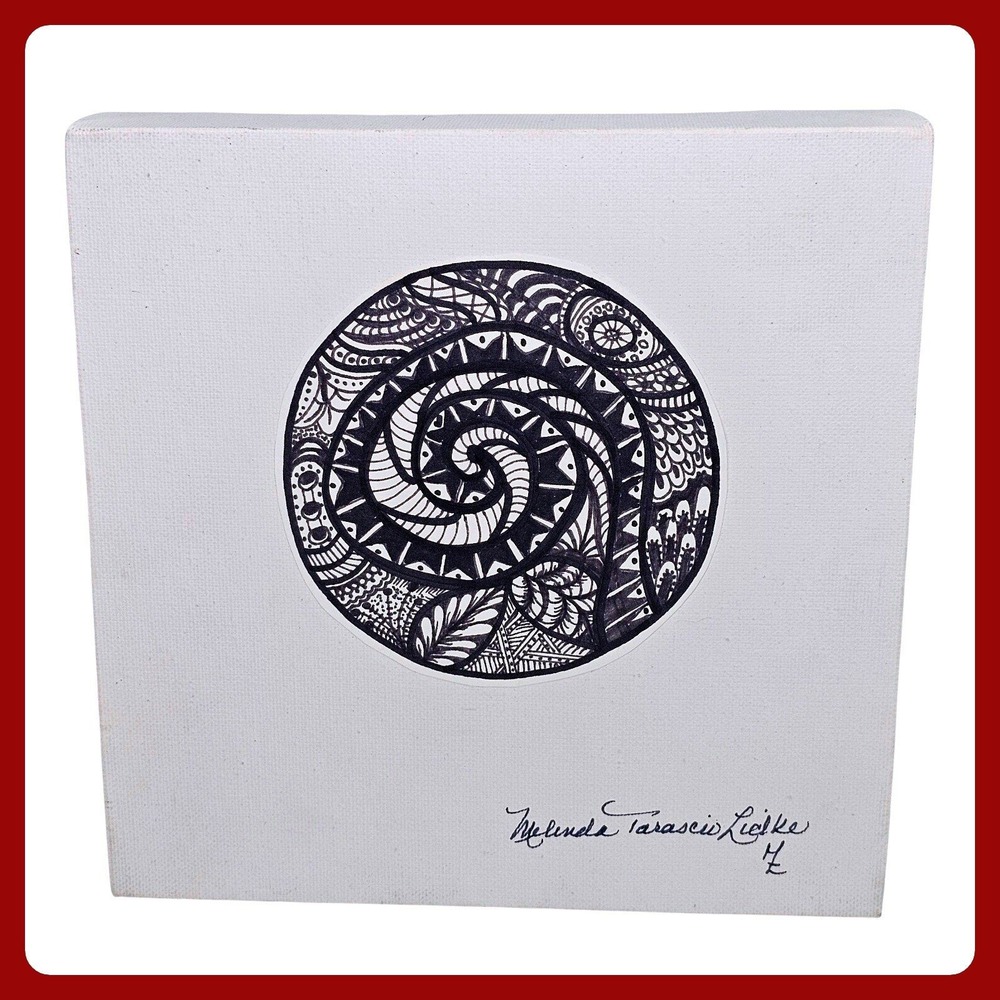 Original Mandala Art Signed 8x8 Canvas Handmade Drawing Boho Wall Decor NEW MTL2